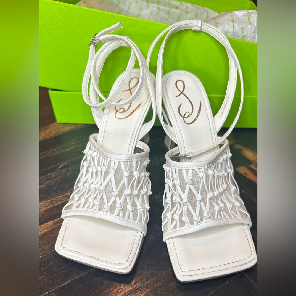 Sam Edelman Candice Ankle Strap High Heel Sandals in White